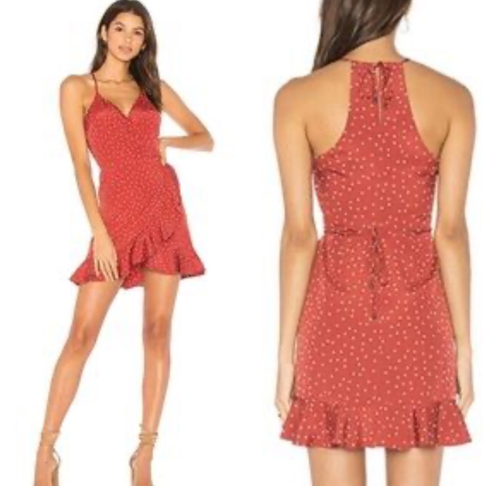 LOVERS + FRIENDS Gigi Red Stars Wrap Ruffle Mini Dress